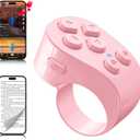 TikTok Scrolling Ring Remote Control,Page Turner for iPad iPhone & Android Tablet,Bluetooth Camera Remote, Scrolling Ring for TikTok,YouTube,Instagram,iOS,Android (Pink)