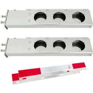 Stainless Steel Spring Loaded Mud Flap Hangers for Semi Trucks Rear Bar with Light Cutouts and Reflective Plate 2.5 Inches Bolt Spacing (Circular Hole)