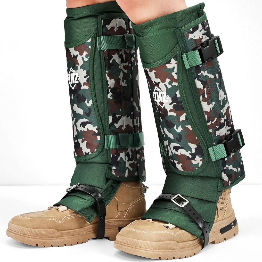 ZHZ Snake Gaiters Durable Waterproof Snake Chaps Lower Legs Protection, Snake Guards with Adjustable Size for Men & Women, Used for Hunting, Hiking and Farm Work (Army Green)