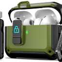 R-fun for AirPods Pro 3 Case (2025) Cover with Cleaning Kit, Military-Grade Heavy-Duty Drop-Resistant with Auto Pop-Up Lid for AirPods Pro 3rd Generation 2025 USB-C Charging Case, Army Green