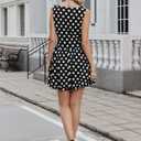 Allegra K Bubble Mini Dress for Women's Boat Neck Sleeveless Polka Dots Y2K Casual Cocktail Dress (Black, XS)