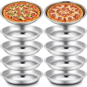 10 Pcs Deep Pie Pan Set Stainless Steel Round Baking Pans for Oven Rustproof Pie Plates Pizza Baking Tray Dishes for Home Kitchen Easy Clean(9 Inch)