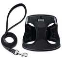 BOOMIBOO Dog Harness with Leash Set, No Pull Adjustable Reflective Step-in Puppy Pet Vest Harnesses for Small Medium Large Dogs and Cats,Black S