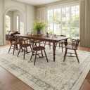Washable 10x14 Area Rugs for Living Room, Boho Non-Slip Vintage Distress Large Rugs for Bedroom Dining Room Office, 0.3" Neutral Oriental Throw Thin Carpet, Grey/Beige/Multi, C2