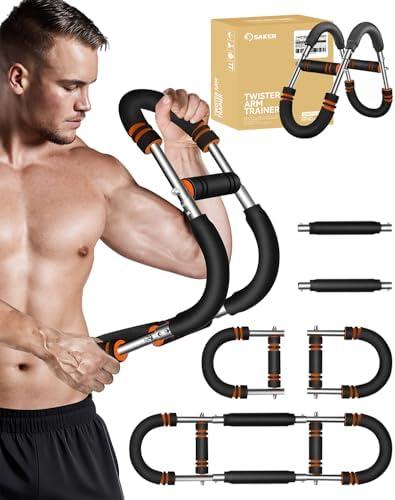 Saker Twister Arm Trainer, Adjustable Chest Workout Equipment, Forearm Strengthener, Portable Power Twister Bar, Detachable Design Fitness Anywhere（40-90lb）