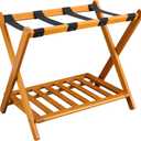 Casual Home Foldable Solid Wood Fully-Assembled Luggage Rack, 26.75"Wide with Shelf, Honey Oak