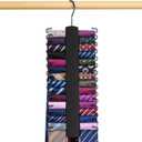 2 Pack Tie Rack, Wooden Tie Hanger for Men Closet, 60 Storage Capacity, Non-Slip Rotatable Tie Organizer, Closet Organizers and Storage, Black