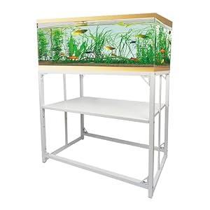 MEWSDEN Fish Tank Stand - 40 Gallon Heavy Duty Metal Aquarium Stand, Reptile & Turtle Breeder Tank Combo (White, 36.5"x18.5"x29.5")