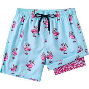 westwolf Men Swim Trunks 5.5 Inch Board Shorts 2 in 1 Swimwear with Compression Liner (Blue, XXL)