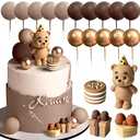19PCS Brown Bear Cake Decoration Baby Bear Baby Shower Cake Topper Brown Balls Cake Topper Baby Shower Birthday Cake Decoration