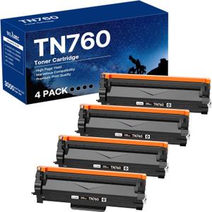 Compatible Toner Cartridge Replacement for Brother TN760 TN-760 TN730 with HL-L2350DW HL-L2370DW MFC-L2750DW DCP-L2550DW Printer (Black 4 Pack)