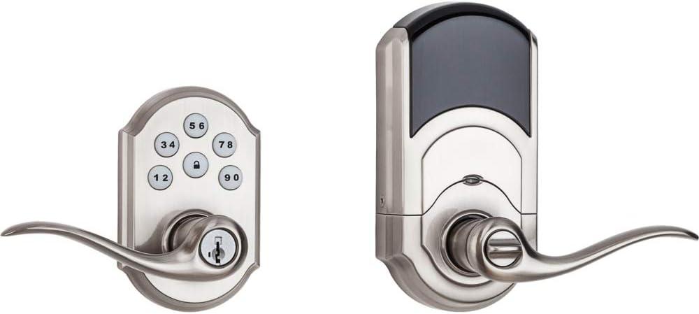 Kwikset Smartcode 912 Z-Wave Plus Keypad Lever Deadbolt Door Lock, One-Touch Locking, and Auto-Lock Enabled with Reversible Tustin Levers and SmartKey Security, Satin Nickel