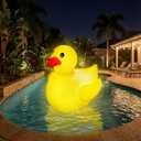 Hungdao 1 Pack 4 Feet Christmas Light up Inflatable Duck Pool Float with LED Lights Giant Glow in The Dark Blow up Large Rubber Duck for Holidays Carnival Festival Party Decoration