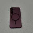 Magnetic for Samsung Galaxy S25 Case [Compatible with MagSafe][Built-in Camera Lens Protector] Slim Soft Silicone Bumper Shockproof Metallic Luster Phone Shell (Burgundy)