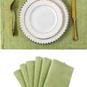 Home Brilliant Cloth Placemats Set of 6 Heat Resistant Dining Table Place Mats Kitchen Table Mats for Holiday Dinner Decor, Grass Green
