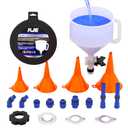 KJE No-Spill Coolant Funnel Kit, Radiator Funnel Burping Set, 19PCS Spill Free Coolant Bleeder Cooling System, Adapters for Universal Vehicle