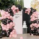Pink Black Balloon Garland Arch Kit, 141Pcs Pink and Black Balloons Different Sizes 18 10 5 Inch and Bows for Coquette Birthday Wedding Baby Shower Bridal Shower Party Decorations