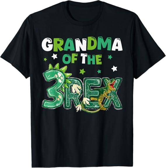 Grammy of the Three Rex Birthday Dinosaur Family Matching T-Shirt, Women L