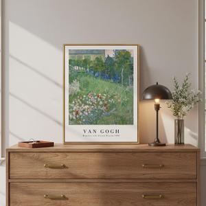 Framed Van Gogh Wall Art, Garden with Flowers at Arles 1888 Canvas Print, Vintage Landscape Floral Painting for Living Room Bedroom Dining Room Office Wall Decor, 12x16 Inch