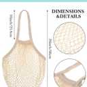 Eccliy 12 Pieces Reusable Cotton Mesh Grocery Bag Farmers Bags Net Shopping Beach Organizer Bulk Aesthetic Portable Tote with Handles for Fruit Vegetable(Beige)