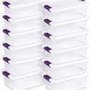 Sterilite 12-Pack ClearView Latch Box, Stackable Organizer Bins with Lids, 15 Quart - Clear Plastic Organization Containers for Closet, Bedroom, Shelving Units and Home or Office Storage