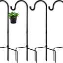 GOFORWILD Shepherd Hook 4 Pack Black, 33 inches Tall, Made of Premium Metal for Garden Decor, Plant Hanger, Lantern Hook, Solar Light Hanging, 7012