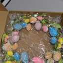 RoseCraft Easter Wreaths for Front Door,15.7 Inch Artificial Easter Colorful Egg Wreath Decorations, for Spring Summer Home Wedding Holiday Party Decor.