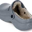 Waterproof Slippers for Men Women Comfy Winter Garden Clogs Warm and Fuzzy Slippers Slip On Home House Shoes Indoor Outdoor Deep Grey,12 Women/10.5 Men,Label Size 44