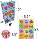 ArtCreativity 24 Valentines Day Bags with 24 Stickers, Valentine Treat, Candy Bag, Goodie Bags for Birthday Party, Wedding, Baby Shower & Party Favors, Cute Cardboard Boxes with Handles