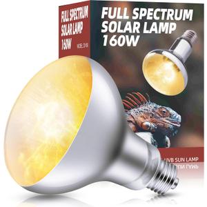 DXOPHIEX 160W Reptile Heat Lamp Bulb Full Spectrum UVA UVB Reptile Light, Sun Lamp Basking Light for Bearded Dragon, Mercury Vapor Bulb for Reptiles and Amphibians