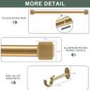 Single Curtain Rods,with Square Cylindrical Aluminum Alloy Finials,1 Inch Heavy Duty Drapery Rods Adjustable Length 72-144"(6-12ft),Gold