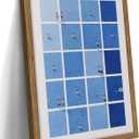 Modern Blue Wall Art, Minimalist Summer Grid Swimming Pool Canvas Wall Decor Painting, Mid Century Aesthetic Artwork Print Pictures for Living Room Bedroom Bathroom Decor 16x24 Inch Wood Framed