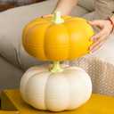 Halloween Pumpkin Snackle Box Container Halloween Decorations Organizer Versatile Snack Storage 2 Tier Lazy Susan Divided Serving Tray (10 inch, Yellow)