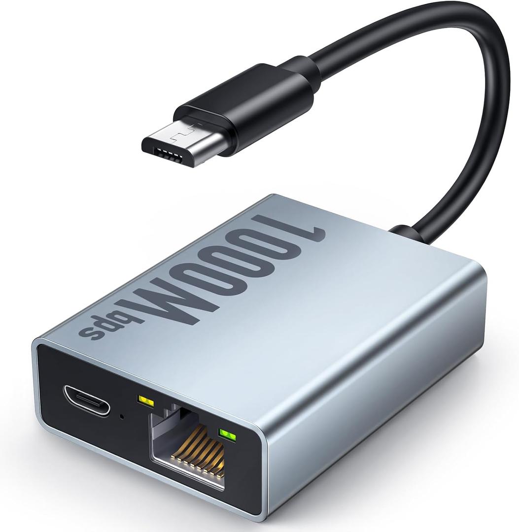 ELECTOP 1000 Mbps Ethernet Adapter for Fire TV Stick, Micro USB to RJ45 Gigabit Ethernet Network Adapter Compatible with 4K Fire Stick, Chromecast Google Home Mini and More Streaming TV Sticks