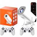 Mini Projector 1080P Support 4K , game projector with controllers, retro game console -projector Game With 2 Wireless Controllers, projector game Support Over 36, 000 Games ﻿(Game style)