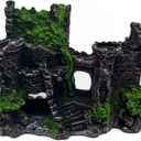 Mipukbay Green Aquarium Decor Castle, Resin Fish Tank Decoration Ornament for Freshwater/Saltwater, Safe Landscape Rock Cave Hideout for Betta Fish, Goldfish and Aquatic Pets (Brown)