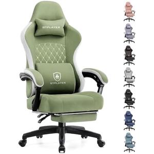 GTPLAYER Gaming Chair, Computer Office Chair with Pocket Spring Cushion, Linkage Armrests and Footrest, High Back Ergonomic Computer Chair with Lumbar Support Task Chair with Footrest