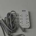 Power Strip - 15 FT Long Flat Plug Extension Cord, 6 Outlets 4 USB Ports（2 USB C, Outlet Extender with Overload Protection, Wall Mount, Desktop Charging Station for Office and Dorm Essential