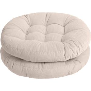 Tiita Round Office Chair Cushions 22x22 Inch Outdoor Seat Pads Set of 2 Throw Floor Pillows for Adults Sitting Patio Garden, Beige, 2 Count