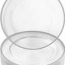 Goodluck 12 Inch Silver Charger Plates, 25 Pack Clear With Silver Trim, Disposable Plastic for Dinner, Wedding, Party