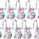 Easter Shower Curtain Hooks - Set of 12, Perfect for Bathroom, Living Room, Balcony, Doors, Porches, and More