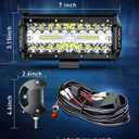 NAOEVO 7 Inch LED Light Bar, 240W 24,000LM Offroad Fog/Driving Lights LED Pods with 2 Leads Wiring Harness Kit, Spot Flood Combo Beam, Work for Truck Boat UTV ATV, 2-Pack (White)
