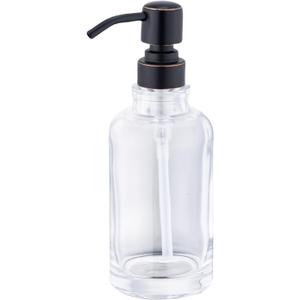 Ximlike Soap Dispenser Oil Rubbed Bronze Bathroom Kitchen, 11 oz Glass Cylindrical Bottles with Stainless Steel Pump Liquid Hand Soap Dispenser Kitchen