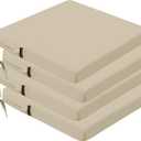 Idee-home Outdoor Chair Cushions Set of 4, 17" x 16" Outdoor Seat Cushion Waterproof Patio Furniture with Ties, Dining Chair Pads (Beige)