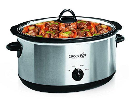 Crock-Pot 7 Quart Oval Manual Slow Cooker, Stainless Steel (SCV700-S-BR), Versatile Cookware for Large Families or Entertaining (16.9"D x 11.8"W x 10.4"H)