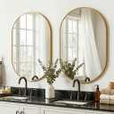 Oval Bathroom Mirror for Wall, 2 Pack 24"x36" Bathroom Vanity Mirror for Over Sink, Bedroom, Living Room, Entryway, Metal Frame & HD Shatterproof Glass, Wall Mounted Horizontally or Vertically(Gold)