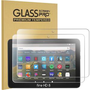 KEANBOLL 2-Pack Tempered Glass Screen Protector for All-New Fire HD 8 and Fire HD 8 Plus Tablet 8 inch (14th/12th/10th generation - 2024/2022/2020 release),[No Waves][No Bubble] [Anti Scratch]
