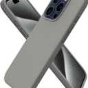 ORNARTO Compatible with iPhone 15 Pro Case 6.1", Liquid Silicone 3 Layers Full Covered Soft Gel Rubber Cover, Shockproof Protective Slim Phone Case with Anti-Scratch Microfiber Lining-Gray