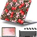 Case for MacBook Pro 13 inch with/Without Touch Bar (2016-2022, M2 A2338 M1 A2289 A2251 A2159 A1989 A1706 A1708), Hard Shell + Keyboard Cover + Dust Plug, Leopard Cherry