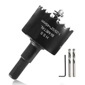 1-3/4" / 45mm Hole Saw with Hex Shank Drill Bit Adapter, 1 inch Cutting Depth HSS Bi-Metal Hole Cutter Corn Hole Saw, Smoothly Cutting in Wood Plastic Drywall and Thin Metal (1-3/4" / 45mm, Hole Saw with Arbor)